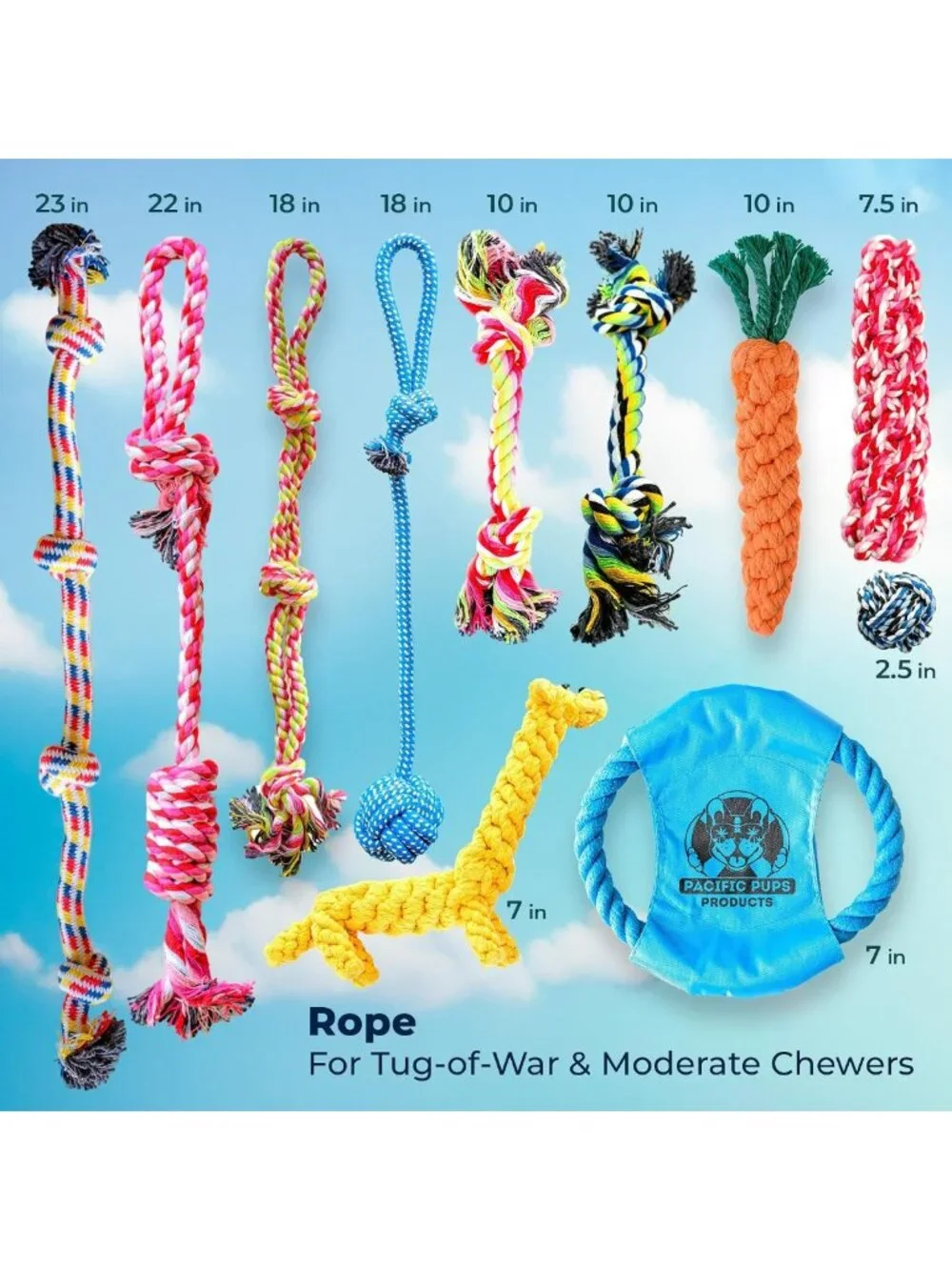 11 Pack Dog Rope Toys for Medium Dogs - Chew & Tug Toys for Puppy Teething Fun